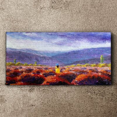 Landscape in purple shades Canvas wall art