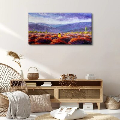 Landscape in purple shades Canvas wall art