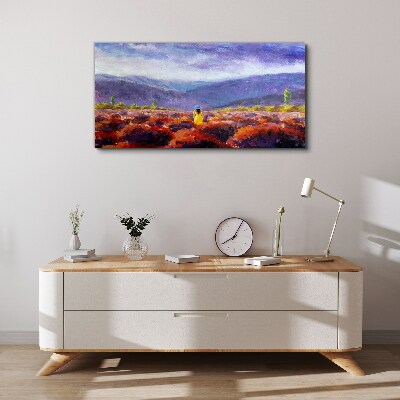 Landscape in purple shades Canvas wall art