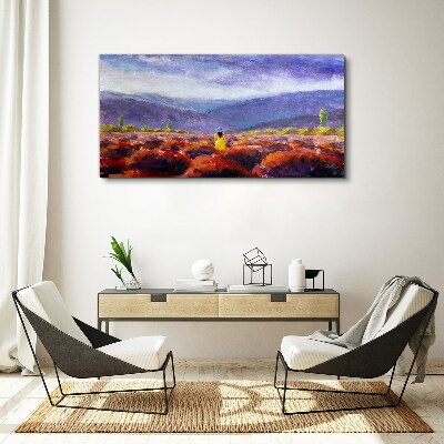 Landscape in purple shades Canvas wall art