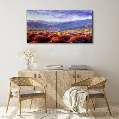 Landscape in purple shades Canvas wall art