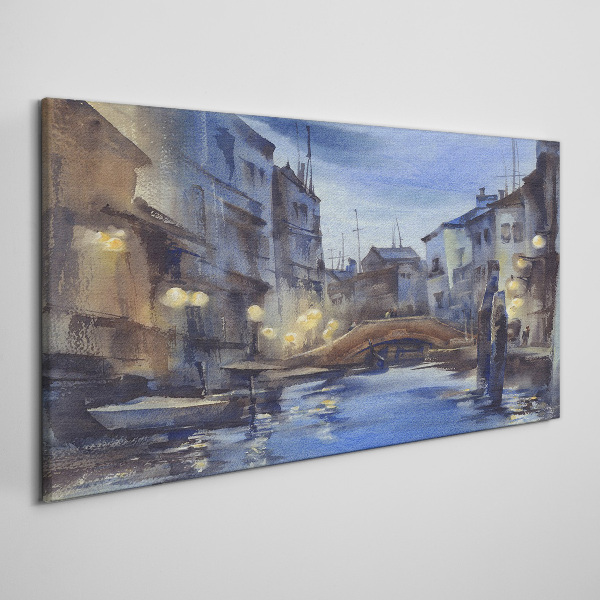 Evening landscape over the water Print on canvas