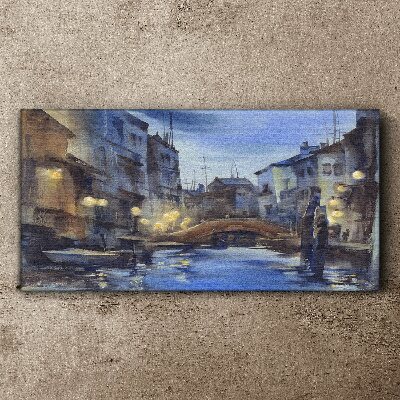 Evening landscape over the water Print on canvas