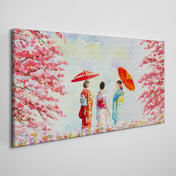 A spring walk under the blooming trees Print on canvas