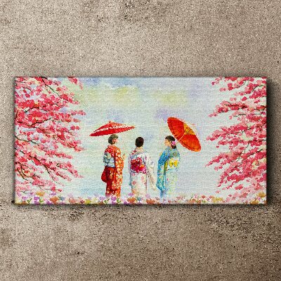 A spring walk under the blooming trees Print on canvas