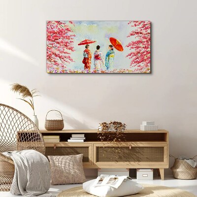A spring walk under the blooming trees Print on canvas