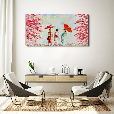 A spring walk under the blooming trees Print on canvas