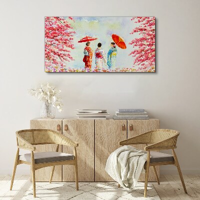 A spring walk under the blooming trees Print on canvas