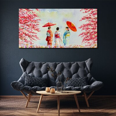 A spring walk under the blooming trees Print on canvas