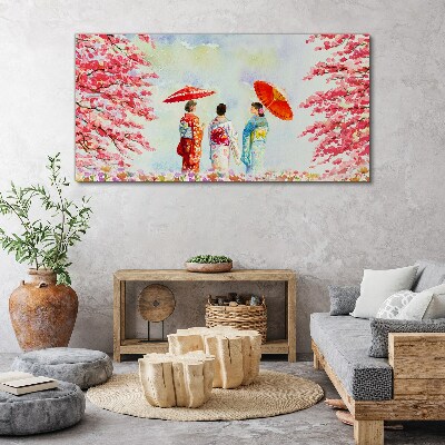 A spring walk under the blooming trees Print on canvas