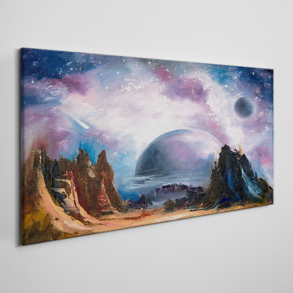 Space landscape with a planet Canvas wall art