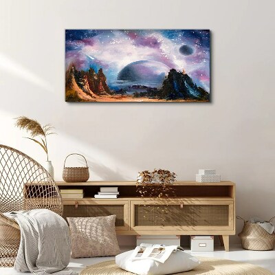 Space landscape with a planet Canvas wall art