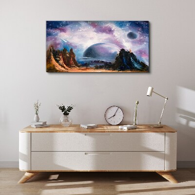 Space landscape with a planet Canvas wall art