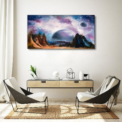 Space landscape with a planet Canvas wall art
