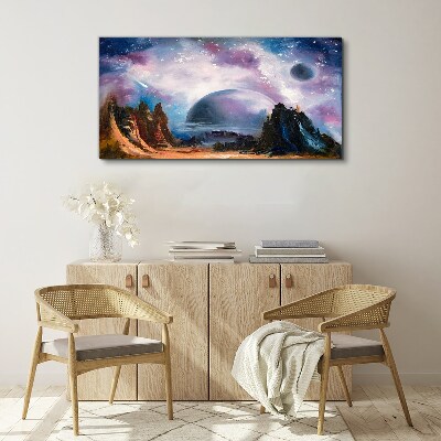 Space landscape with a planet Canvas wall art