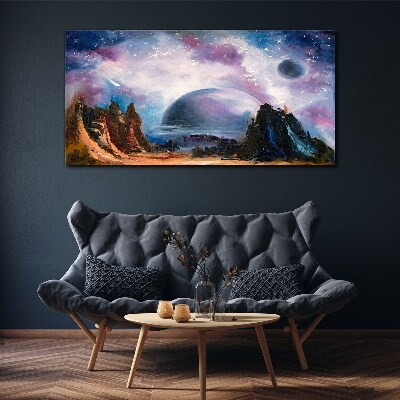 Space landscape with a planet Canvas wall art