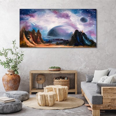 Space landscape with a planet Canvas wall art