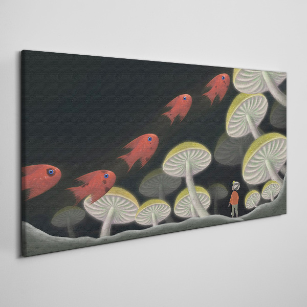 The fantastic world of fish and mushrooms Print on canvas