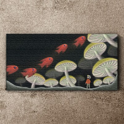 The fantastic world of fish and mushrooms Print on canvas