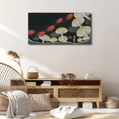 The fantastic world of fish and mushrooms Print on canvas