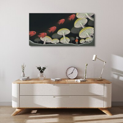 The fantastic world of fish and mushrooms Print on canvas