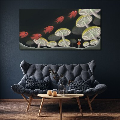 The fantastic world of fish and mushrooms Print on canvas