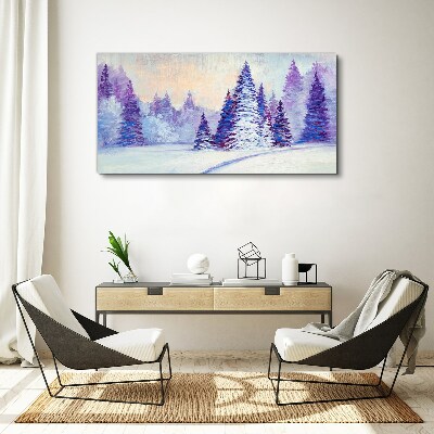 Winter forest snow nature Canvas Wall art