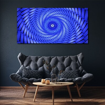 Blue Geometric Swirl Print on canvas