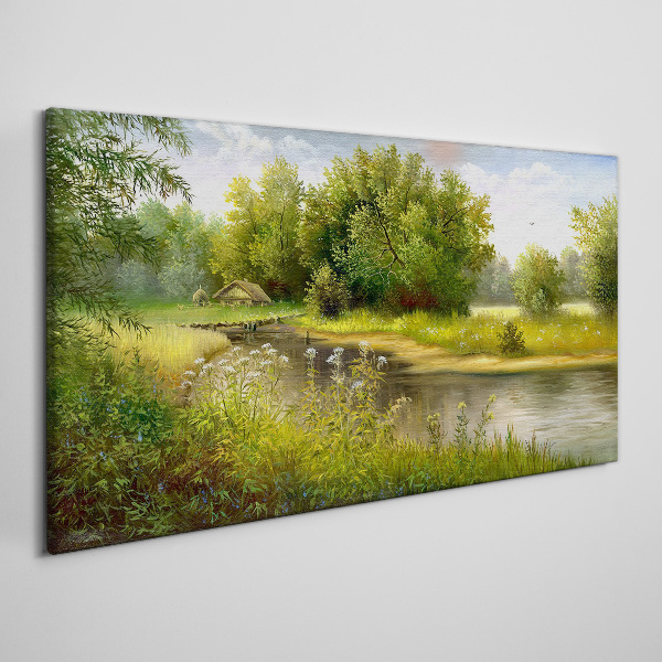 A peaceful landscape by the river Canvas wall art