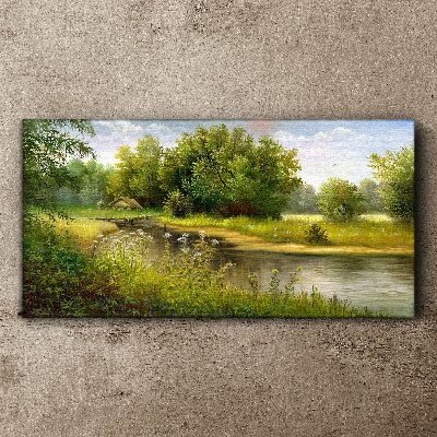 A peaceful landscape by the river Canvas wall art