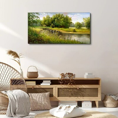 A peaceful landscape by the river Canvas wall art