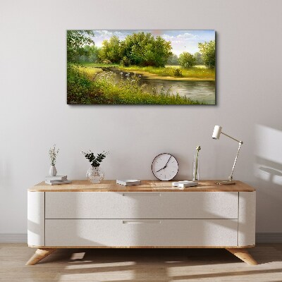 A peaceful landscape by the river Canvas wall art