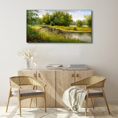 A peaceful landscape by the river Canvas wall art