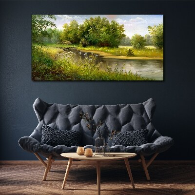 A peaceful landscape by the river Canvas wall art
