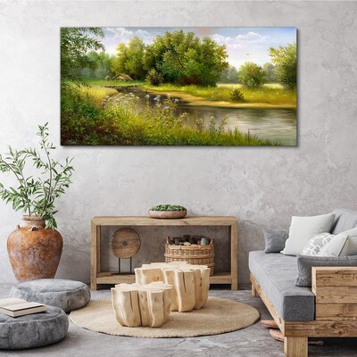 A peaceful landscape by the river Canvas wall art