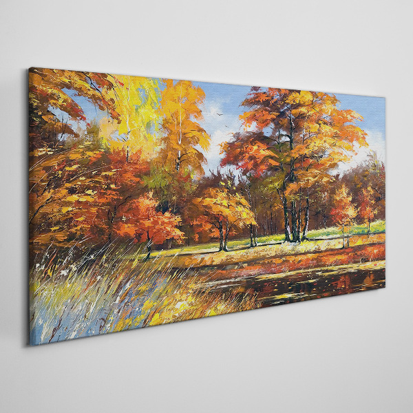 Golden autumn in the park Canvas wall art