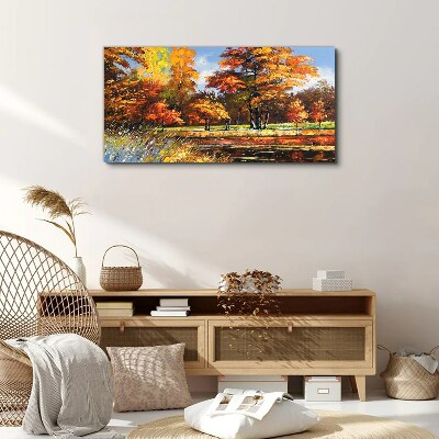 Golden autumn in the park Canvas wall art