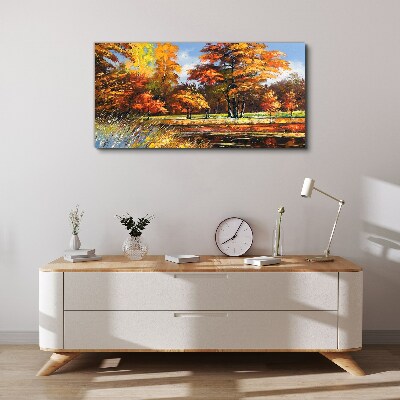 Golden autumn in the park Canvas wall art
