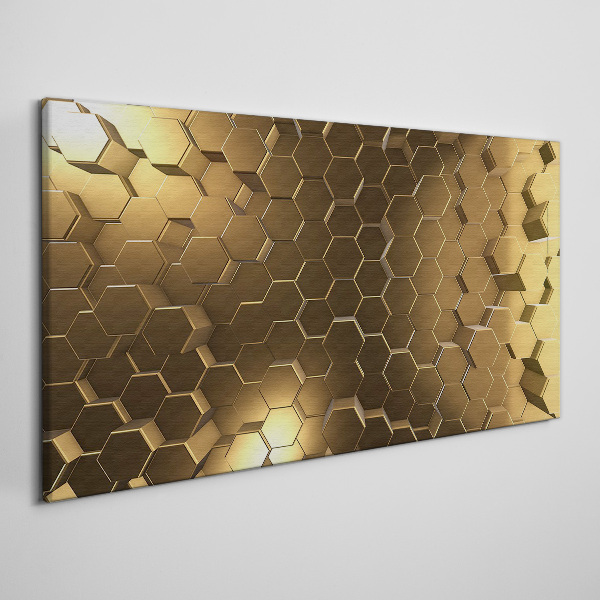 Golden hexagons in space Canvas wall art