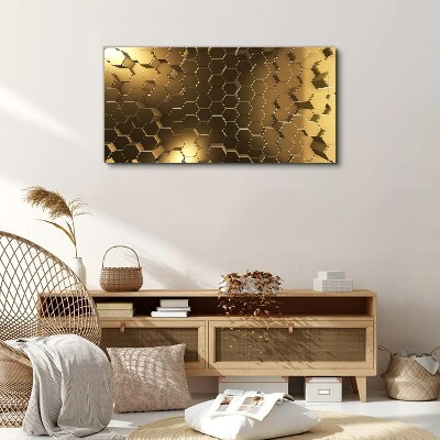 Golden hexagons in space Canvas wall art