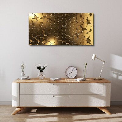 Golden hexagons in space Canvas wall art
