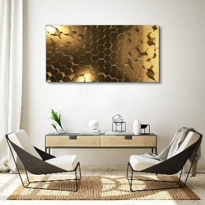 Golden hexagons in space Canvas wall art