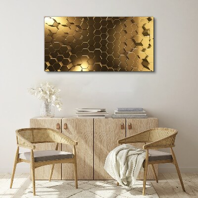 Golden hexagons in space Canvas wall art