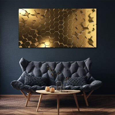 Golden hexagons in space Canvas wall art