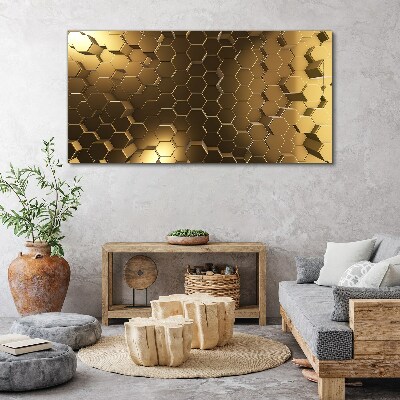 Golden hexagons in space Canvas wall art