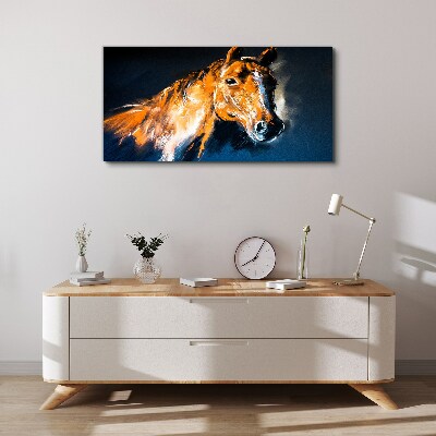 Portrait of a horse in intense colors Print on canvas