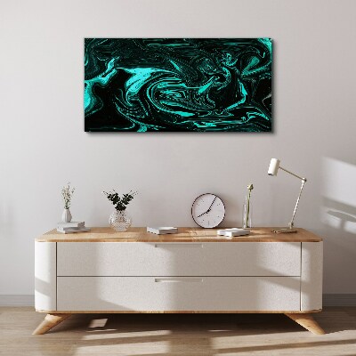 Green and black swirls of abstraction Print on canvas