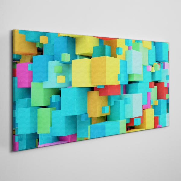 Colorful cubes on a 3D background Canvas wall art