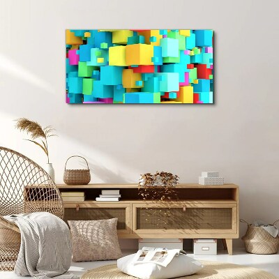 Colorful cubes on a 3D background Canvas wall art