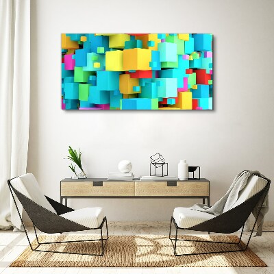 Colorful cubes on a 3D background Canvas wall art